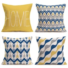 Home Geometric Set of 4 Throw Pillow Covers Modern Accent Decorative 18x18 In...
