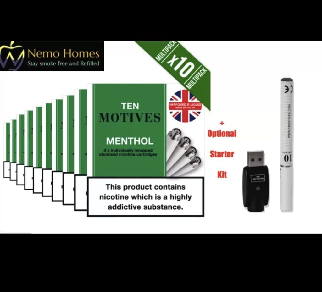 10 motives electronic cigarette refills 10 Ten Motives Menthol Flavour Refill Cartridges | inc Starter Kit