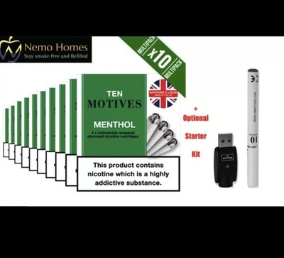 10 Ten Motives Menthol Flavour Refill Cartridges | inc Starter Kit