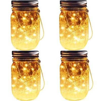 Solar Mason Jar Lights, 4 Pack 30 LEDs Waterproof Fairy Firefly String Lights...