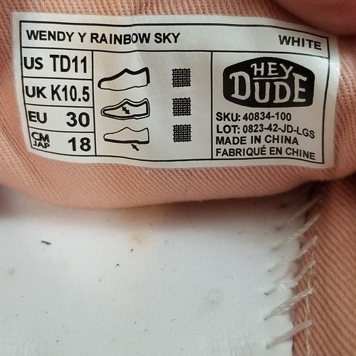 Hey Dude Sneakers Toddlers Size 11 Girls Wendy T Rainbow Sky Slip On Colorful - Picture 13 of 13