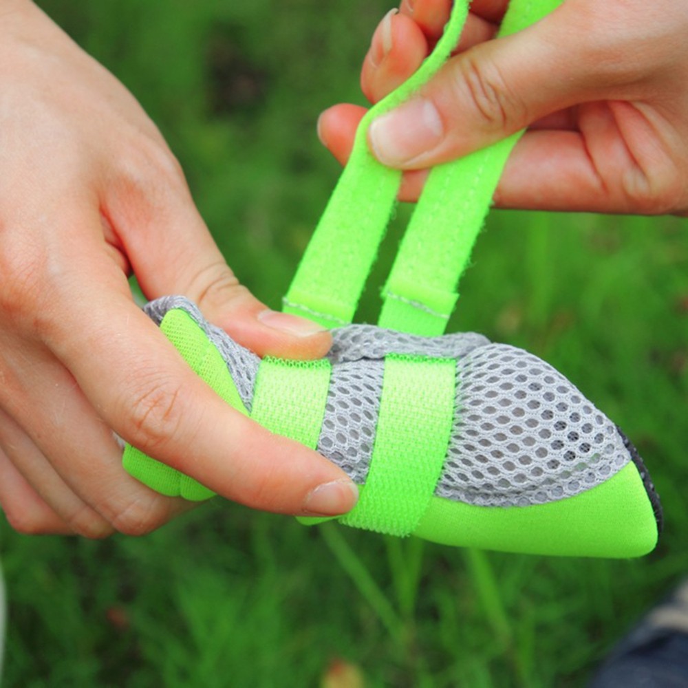 SAOLA Scarpe per cani di piccola taglia estive in rete traspirante suola antiscivolo stivali per cani taglia S (verde)