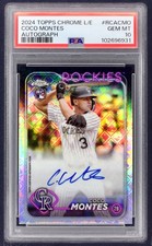 2024 Topps Chrome Logofractor Auto Coco Montes #RCA-CMO (RC) Rockies PSA 10