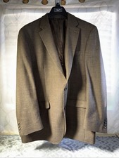 Chaps Ralph Lauren Sport Coat Blazer Mens 46L Brown Houndstooth 100 Wool