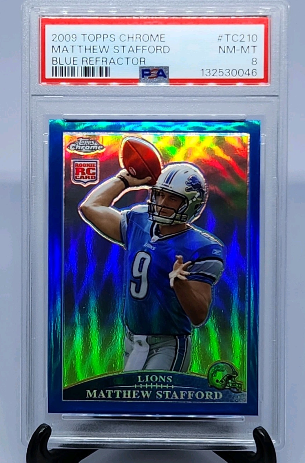 2009 Topps Chrome - Matthew Stafford #TC210 Blue Refractor (RC) - PSA 8