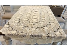 Rectangular Lace Tablecloth White Floral Traditional, Dining Room Kitchen