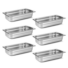1/3 Hotel Pans 2.5 Inch Deep Stainless Steel Food Pan - Anti-Jam 6 Pack Steam...