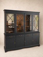 Black Regency Style 4 Door Display Cabinet, Bookcase