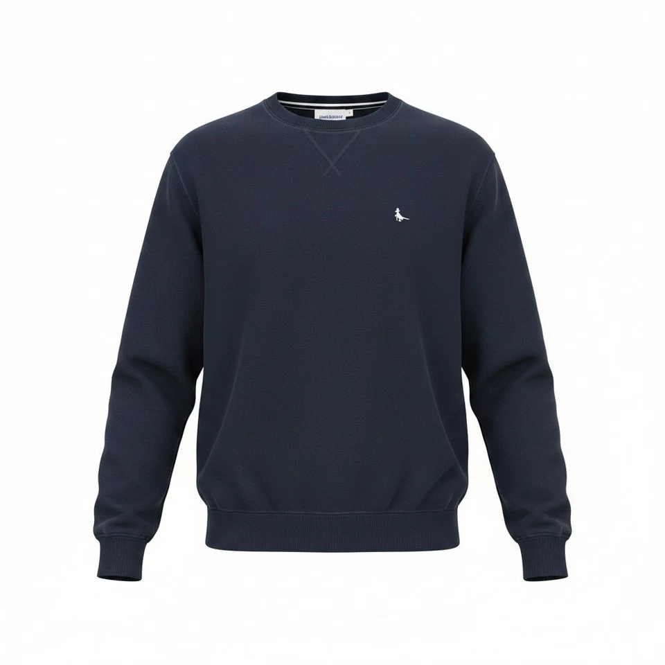 JACK WILLS Sweatshirt Homme S Bleu Marine Col Rond Jersey Coton Flanelle - Photo 1/4