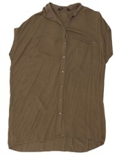 Zara Womens Oversized Short Sleeves Shirt Dress UK 14 Medium Khaki CY02