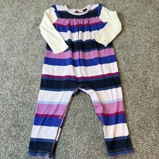 Tea Collection Romper 12-18 Months Striped Long Sleeve Snap Legs Girls Outfit