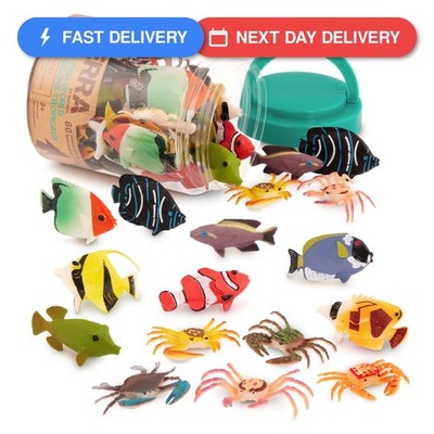 Terra von Battat - 60 Stck. Tropische Fische & Krabben Spielzeug - Mini Kunststoff Ozean...