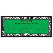 Arches Aquarelle Cold Pressed Watercolor Block 3.9"x9.8"- 140lb,20 Sheets - 5A00