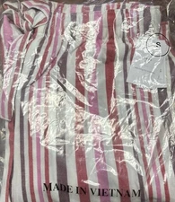 Auden Pink-Red Stripe Cotton Flannel Drawstring Pajama Pants Small NWT