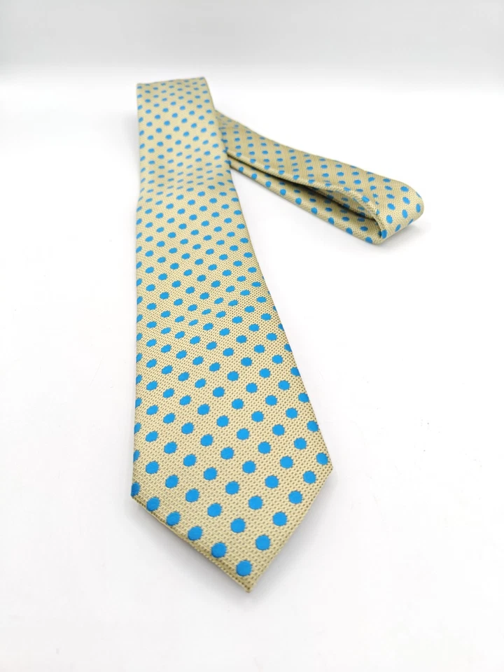 🇺🇲 Corbata de seda a lunares azul verde Alexander Julian colores para hombre 58x3  Foto 3 de 4