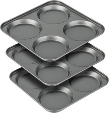 Set 3 Padelle Muffin Top 4 Tazze Antiaderenti da Forno per Panini Biscotti Torte
