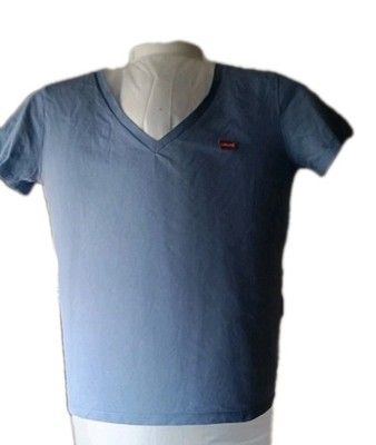 Levis Shirt Damen M 38 S 36 Blau Grau V-Ausschnitt Basic T-Shirt Red Tab