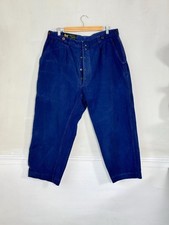 39 French Vintage blue workwear pants trousers distressed Patched mends repairs