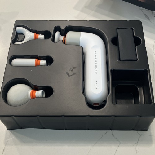 Sharper Image Power Percussion Edge+ Massage Gun White 4 Heads USB-C Pain Relief - Picture 7 of 8
