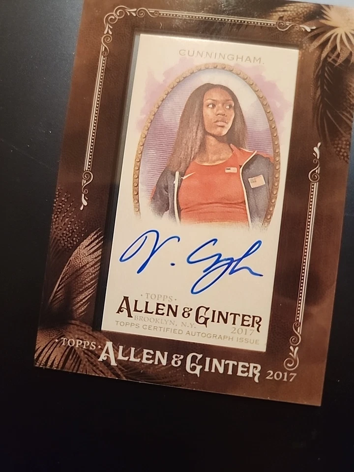 Mini autógrafo Topps Allen Ginter 2017 A&G enmarcado Vashti Cunningham High Jumper Foto 2 de 4