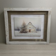 Christmas Winter Art Print Wall Hanging Shelf Sitter - Winter Barn