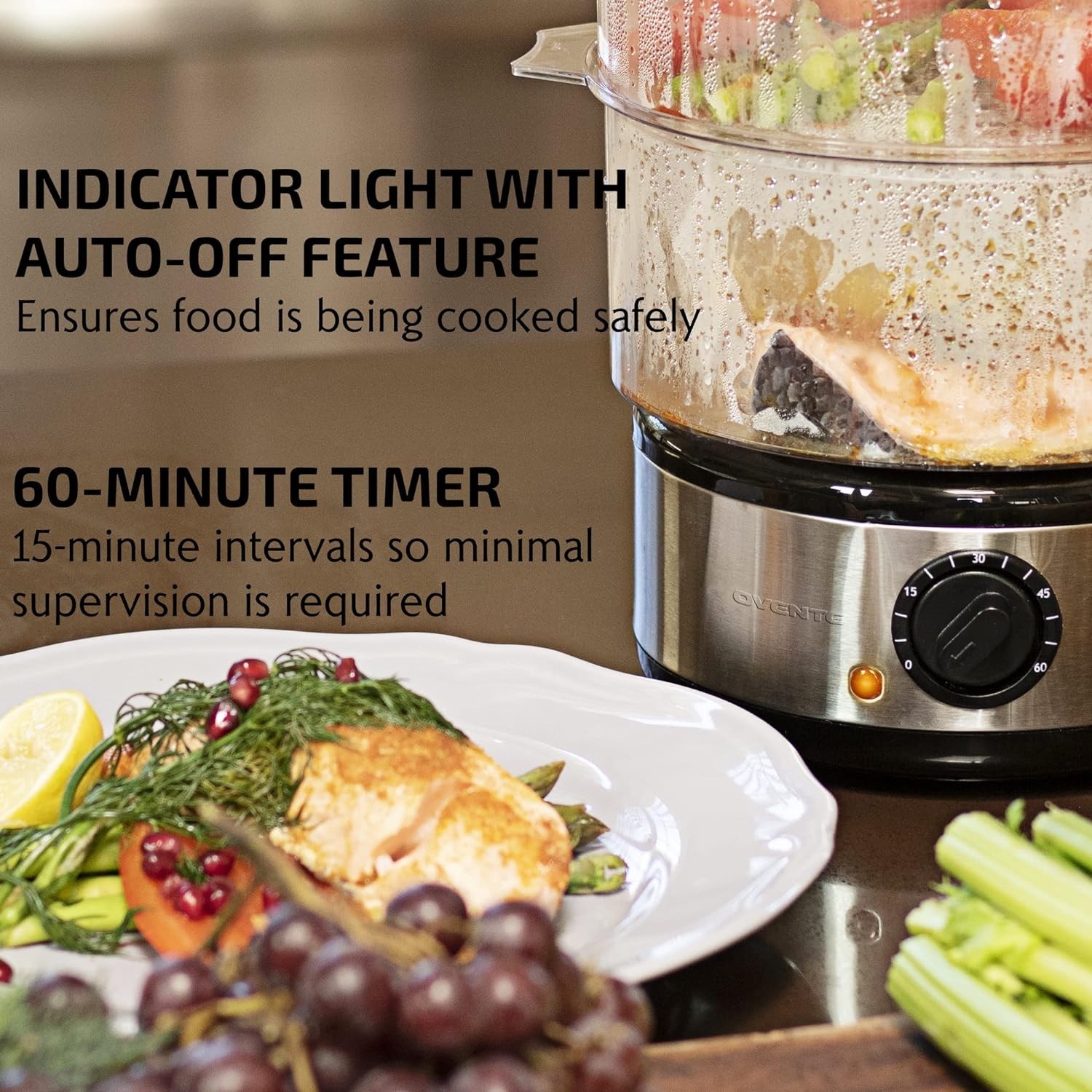 Versatile 2 Tier Electric Food Steamer - 400W with Auto Shutoff & 60-Min Timer