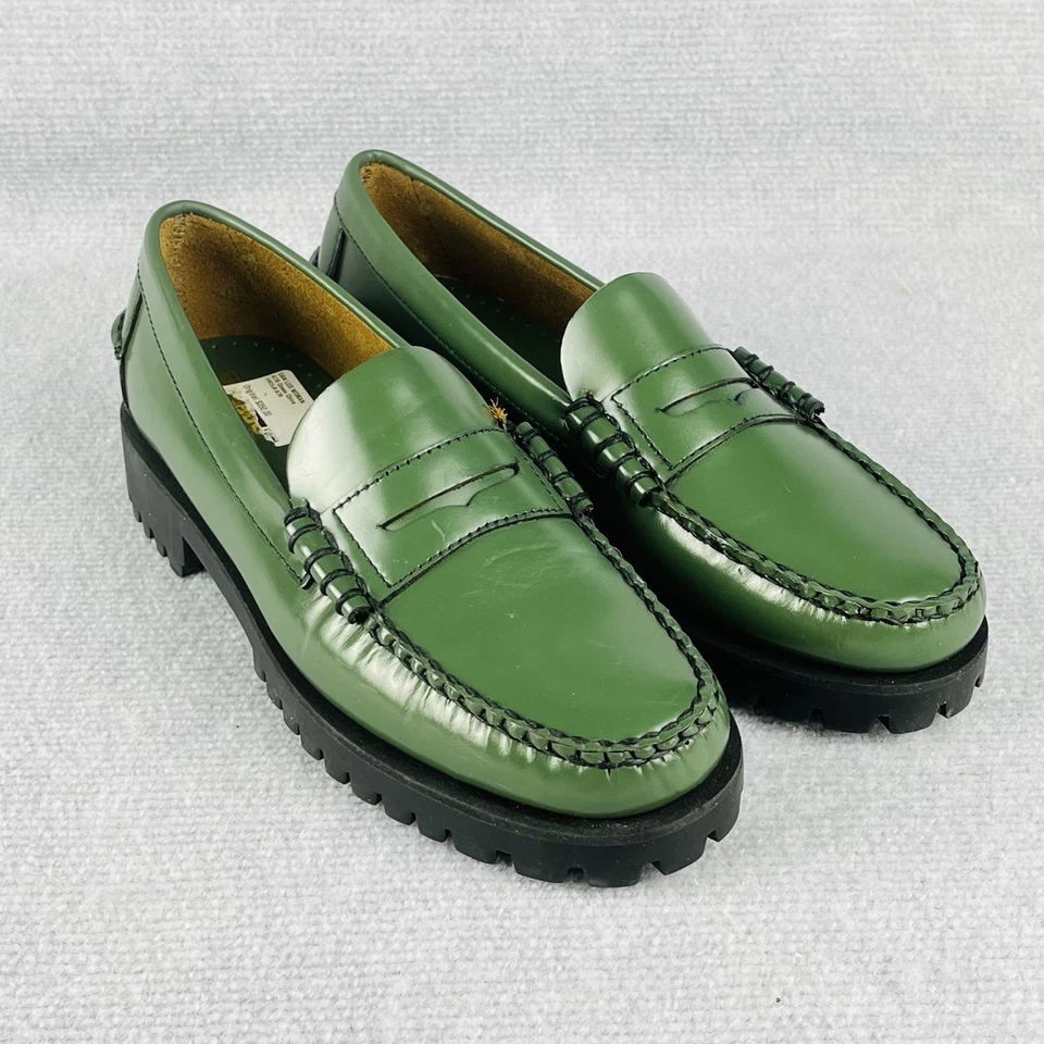 Sebago Dan Lug Women’s Loafers Green Chive Leather Penny Shoes EU40 US9 - Image 3 of 4