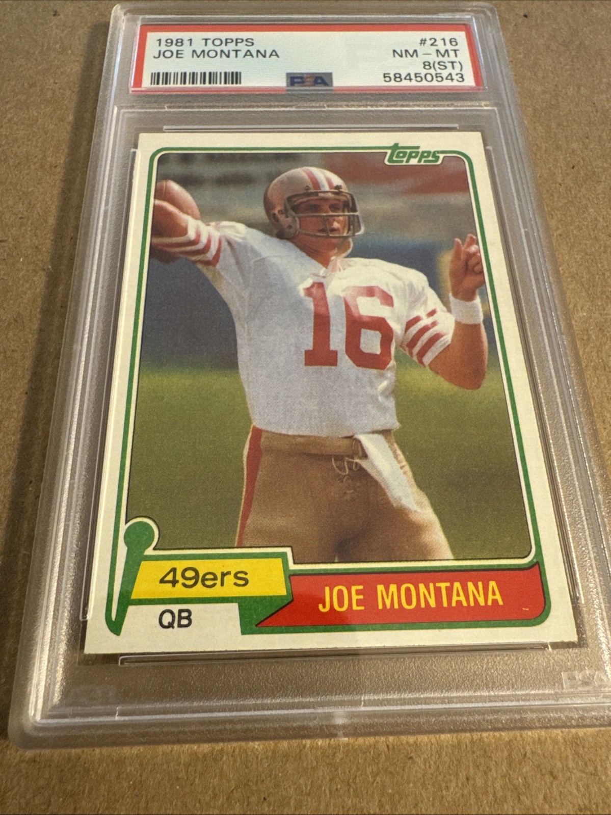 1981 Topps - Joe Montana #216 (RC) PSA 8 (st) view 4