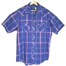 Vtg Wrangler Cowboy Cut Pearl Snap Shirt X-Long Tails Men's 18 2X Blue Striped