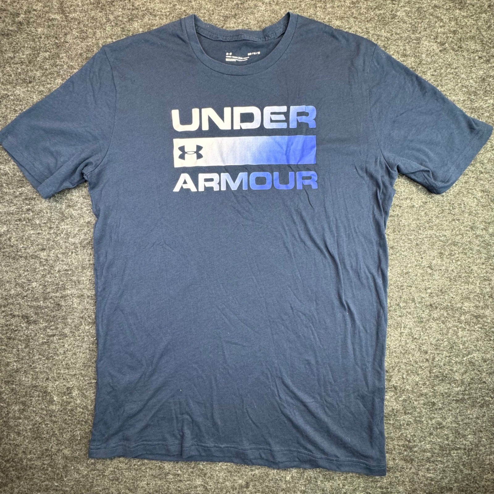 Under Armour T Shirt Mens Medium Blue Graphic Logo Short Sleeve