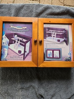 Super Pet Feathered Fun Wall Mount Activity Center Wood Perch w/ Ladder & Cups