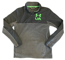 Under Armour Youth XL Coldgear 1/4 Zip Pullover Gray With Neon Green Detail