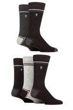 Image of Farah Men’s 5 Pack Bamboo Socks – Contrast Heel & Toe with Embroidered Leg (UK 6