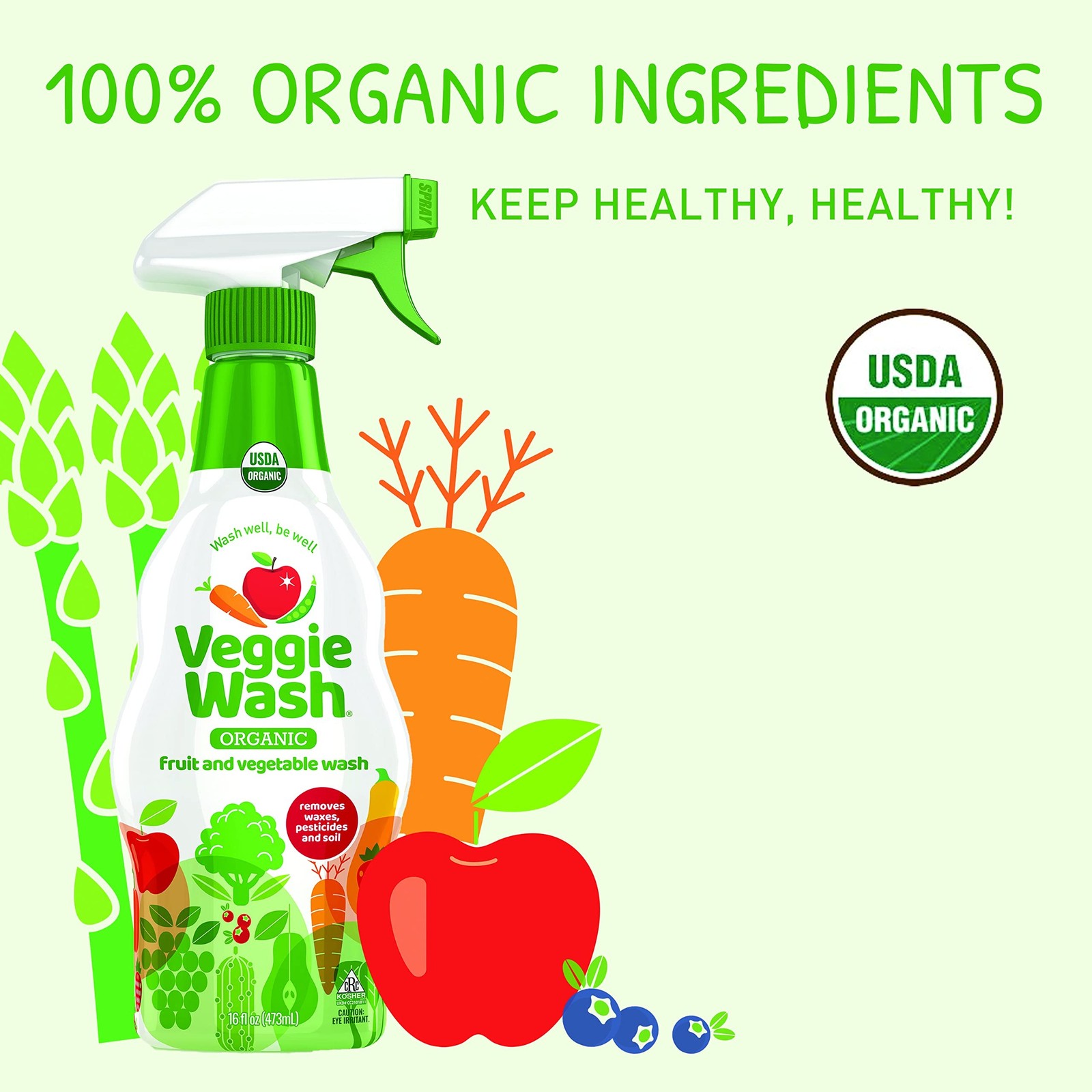 Veggie Wash Organic Fruit and Vegetable Wash Refill, Certified Organic, Ideal...