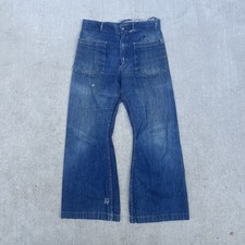 Vintage 1950s Seafarer High Rise Selvedge Denim Navy Bell Bottoms USN