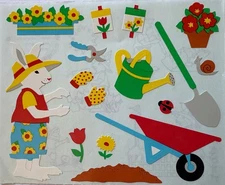 GARDENING BUNNY Stickers(16pc) Mrs.Grossman•Wheelbarrow *Flowers•Watering Can*