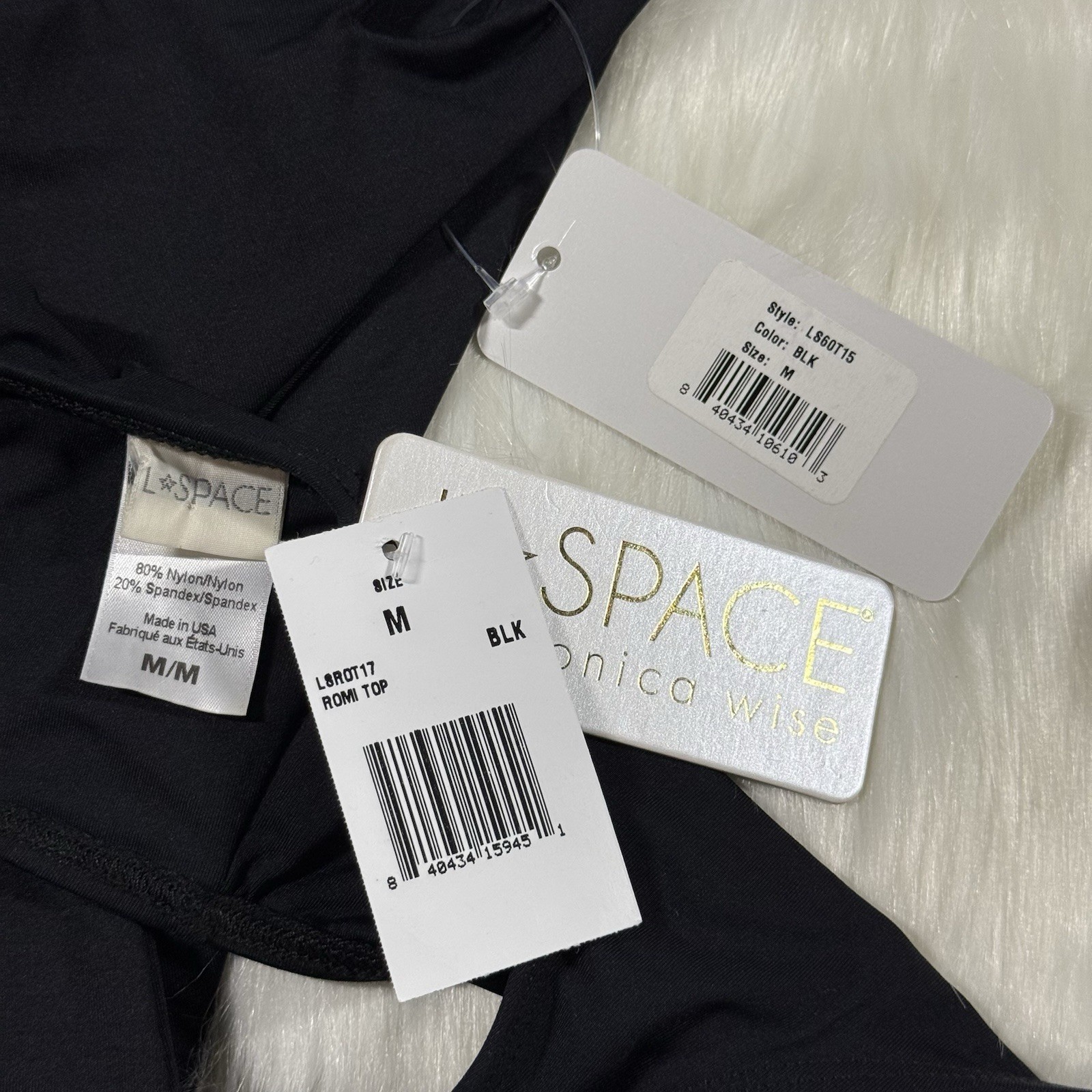 L Space Women's Size Medium Black 2 Piece Bikini Romi Top & Estella Bottom