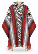 Alpaca Poncho, Authentic Indigenous Artisan Wool Cape, Handmade Ecuadorian