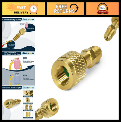 A2L Refrigerant Charging Adapter 1/4'' LH Female to RH Male Flare Fittings, Brass
