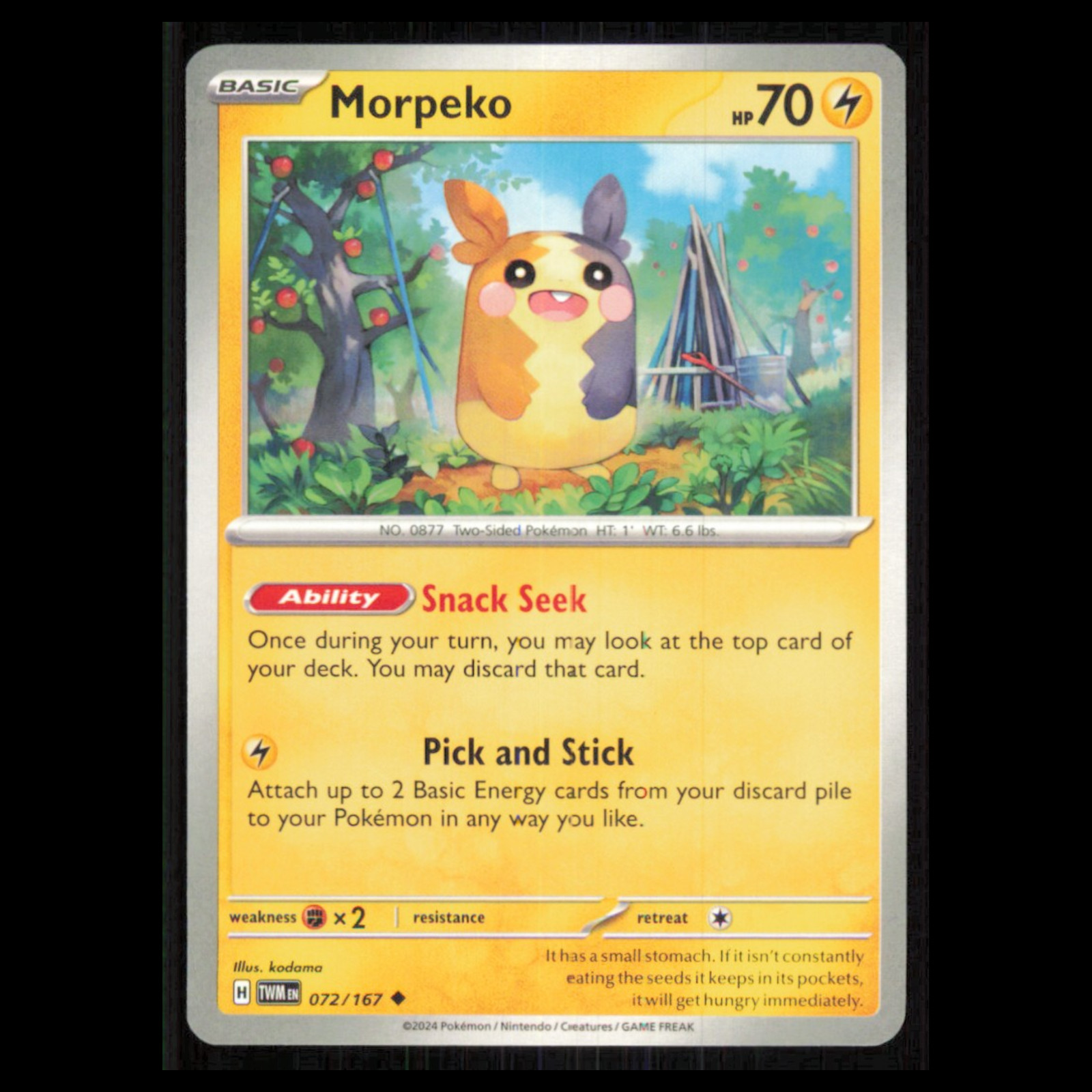 Morpeko #72 2024 Scarlet - Violet Series - Twilight Masquerade Uncommon Pokemon