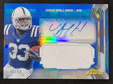 VICK BALLARD 2013 Topps Finest Blue Refractor #AJR-VB Jumbo Jersey AUTO #40/99
