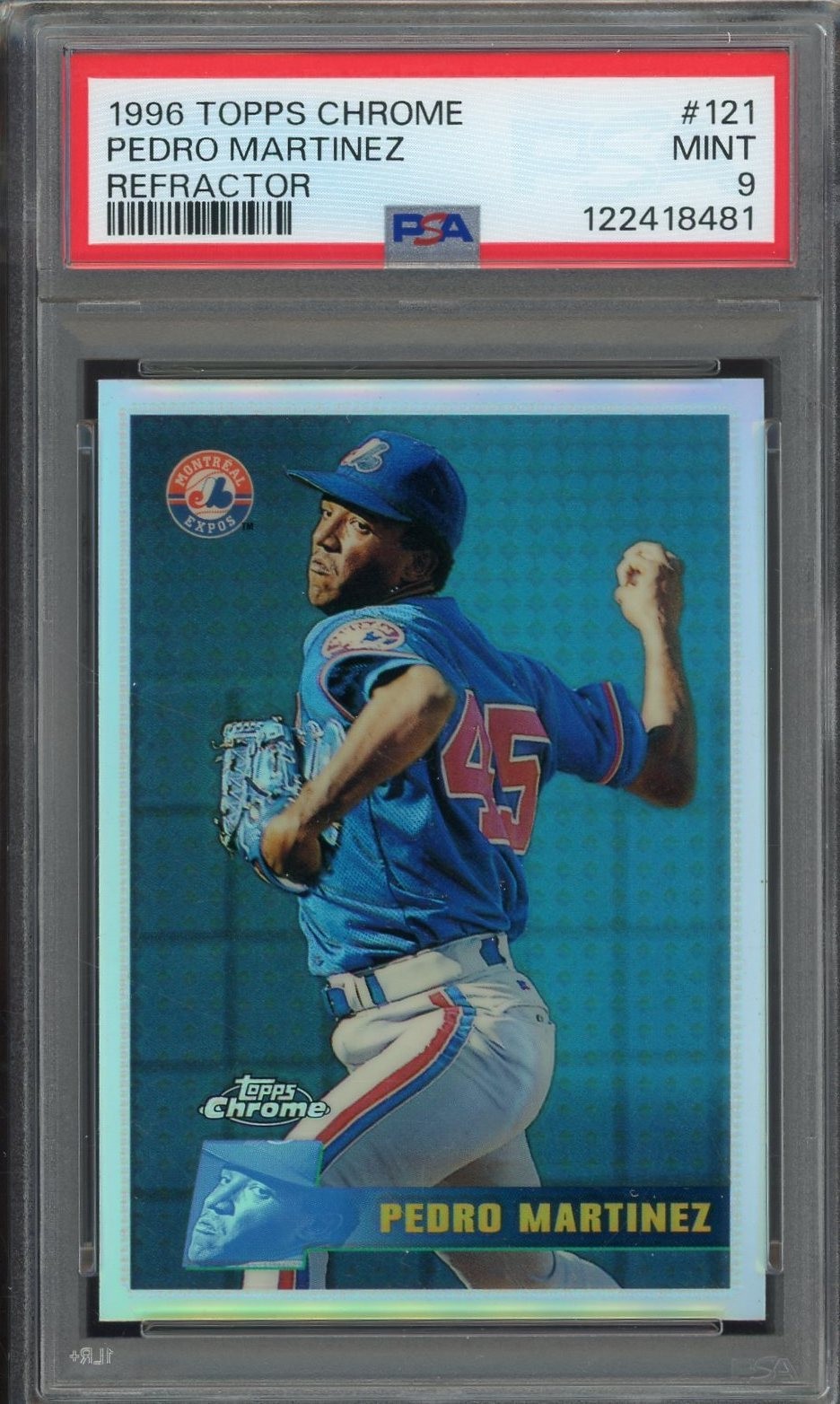 1996 Topps Chrome Baseball #121 Pedro Martinez Refractor PSA 9