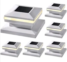6 Pack Solar White Post Lights Dynaming Outdoor Decorative Post Cap Light 3000K