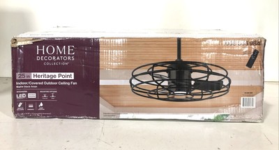 Home Decorators Heritage Point 25 in. LED Indoor Matte Black Ceiling Fan (OPEN)