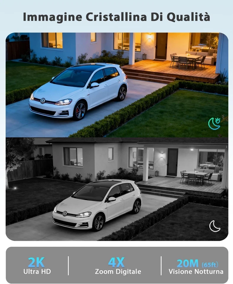Xega 4G LTE Telecamera Esterno Senza Fili con SIM Scheda,2K Videocamera 10000mAh - Immagine 3 di 4