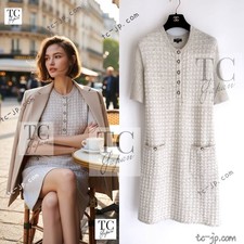 CHANEL 17PF Ivory Gold Metallic Super Soft Stretched Knit Dress Lion 34 US2