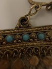 Vintage Bohemian Turquoise Brass Filigree Chandelier Screw-Back Earrings — photo 4