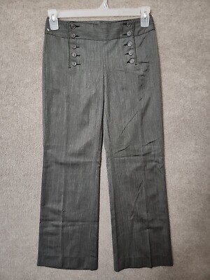 Express Design Studio Editor Dress Pants Womens 0 Gray Yellow Stripe Sailor