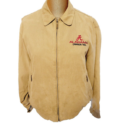 Vtg Unisex RARE Alabama Crimson Roll Tide Bama Suede Zip Up Jacket Coat Sz M