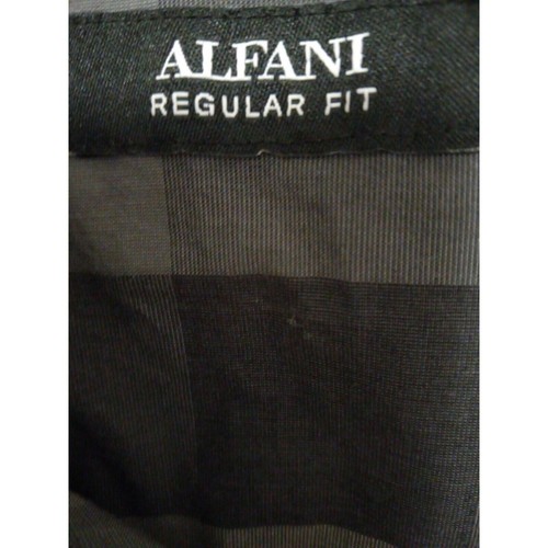 Alfani Men's Black & Grey Plaid Dress Shirt Size M - Picture 4 of 12